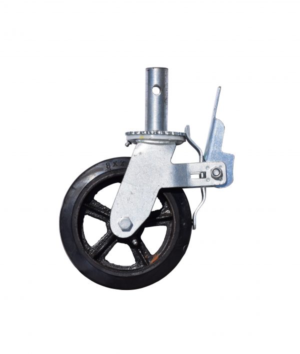8" Cast-Iron Caster Wheel for 1.25" OD (#5 Tube) Scaffolding