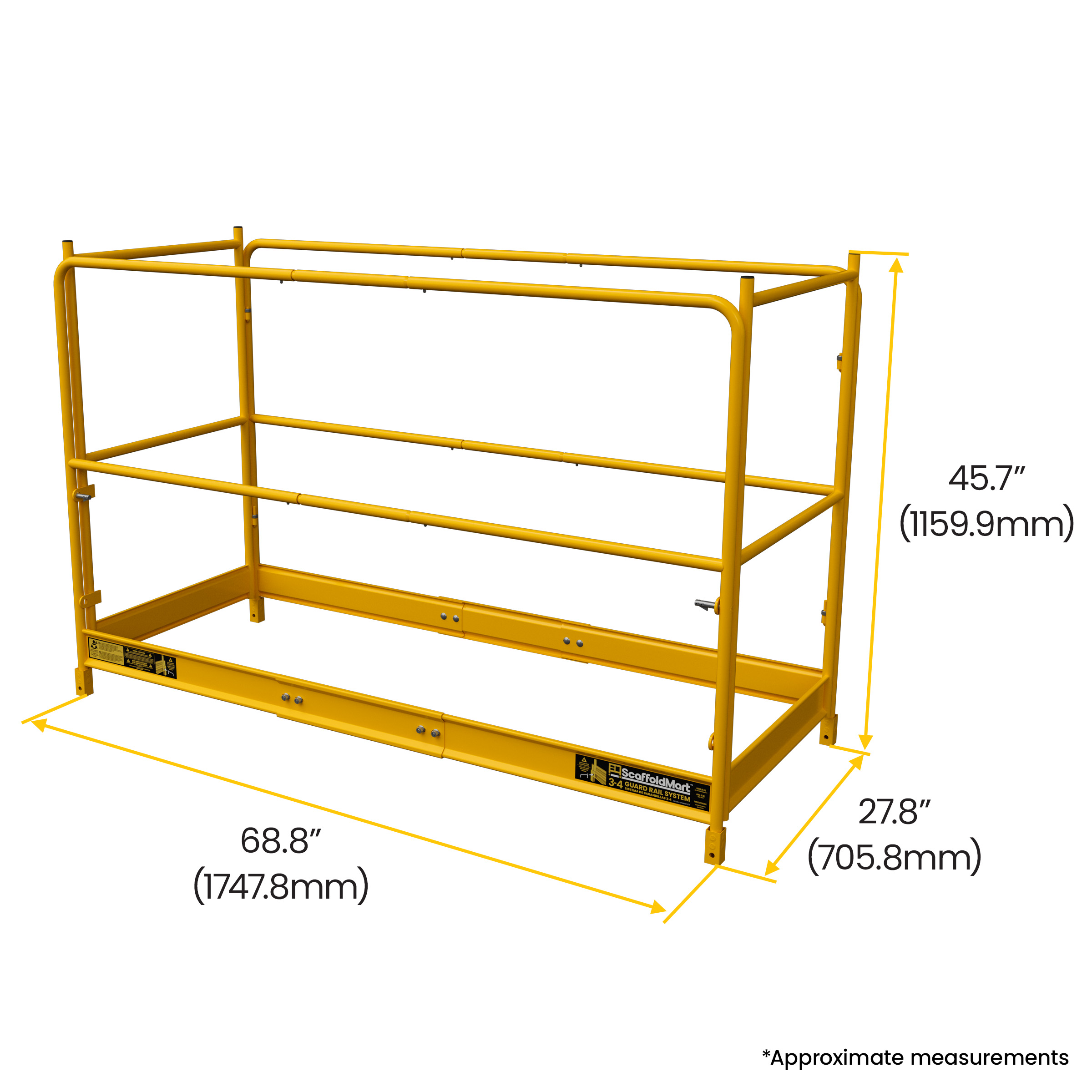 Multifunction Scaffold 3-4 Guardrail System Dimensions