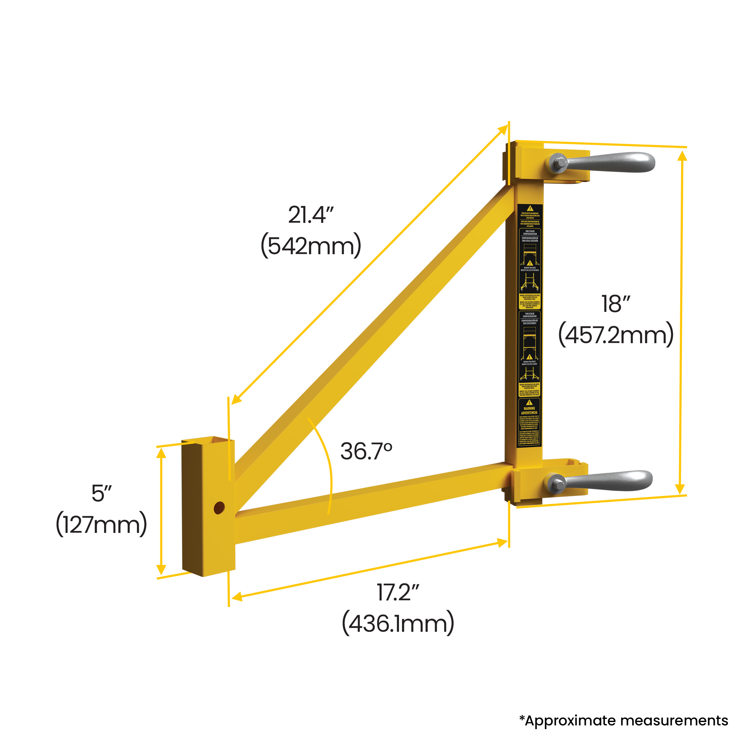 Ideal-Angle Outrigger with dimensions labeled