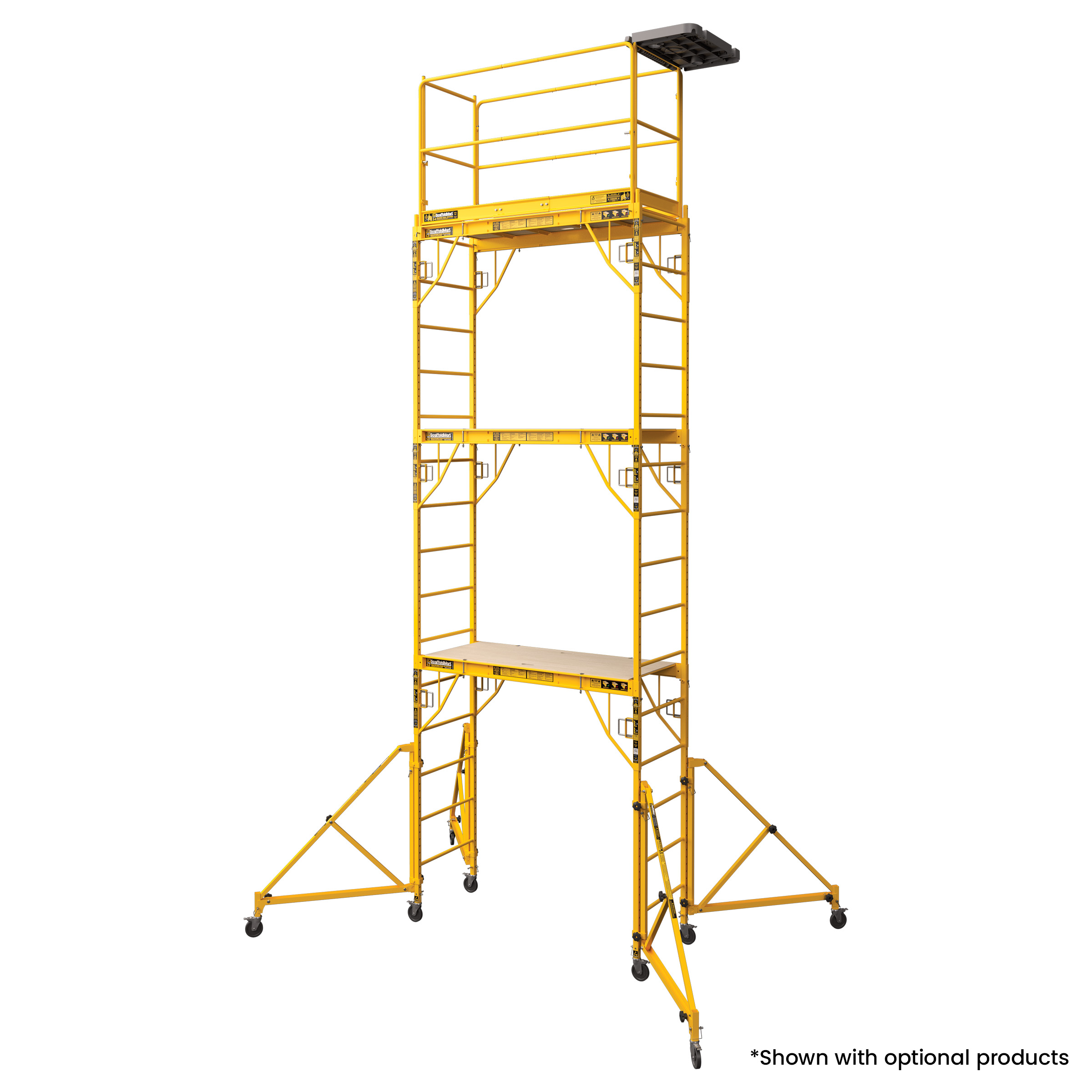 Three-Stack Outriggers attached to an 18 foot Multifunction Scaffold tower