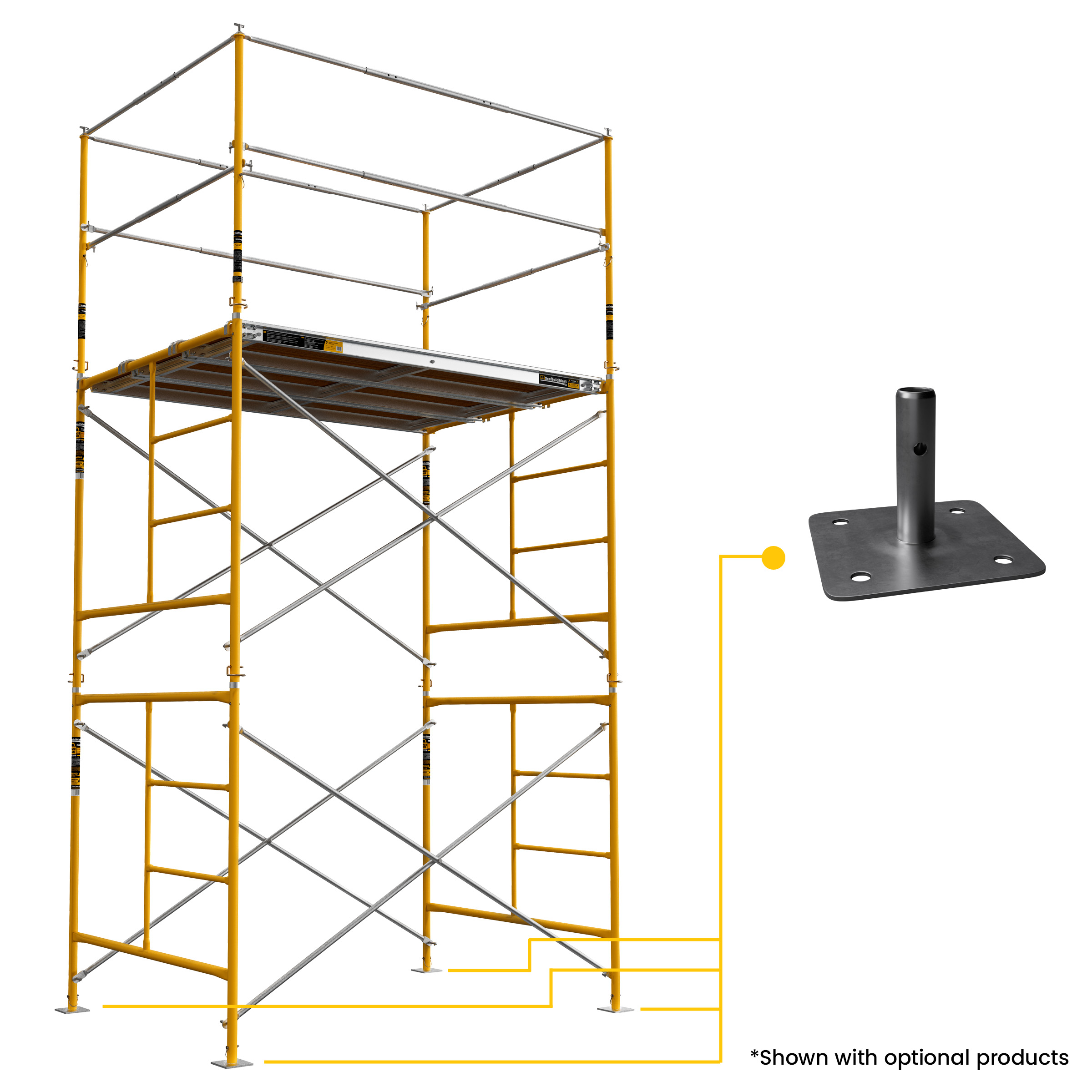 ScaffoldMart Base Plates used on a scaffolding tower