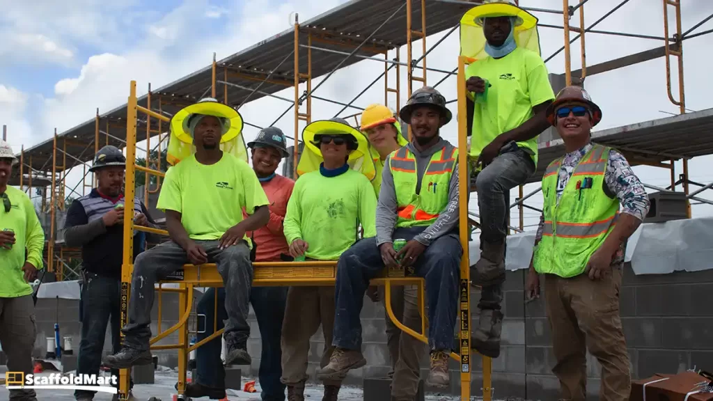 Crew with Scaffolding on a worksite
